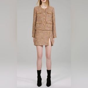 SELF-PORTRAIT Gold Tinsel Boucle Jacket